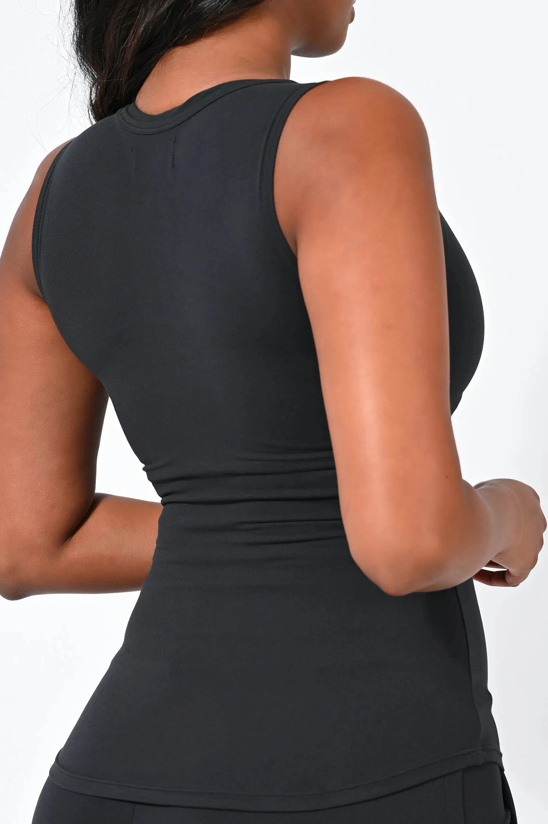 Soft To Touch Fitted V Neck Tank - Black-Activewear-Exoticathletica