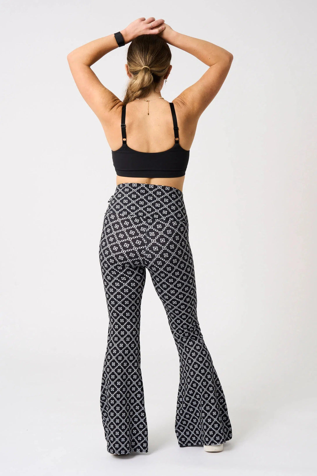 Soft To Touch High Waisted Bells - Monogram Black-Activewear-Exoticathletica