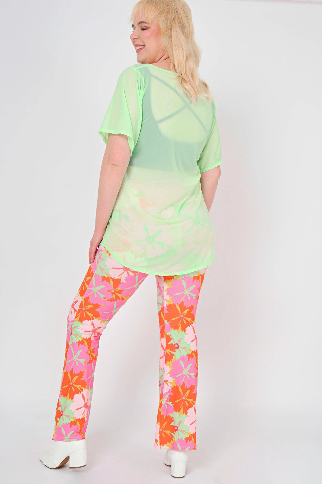 Soft To Touch High Waisted Bootleg Pant - Fruity Flowers-Activewear-Exoticathletica