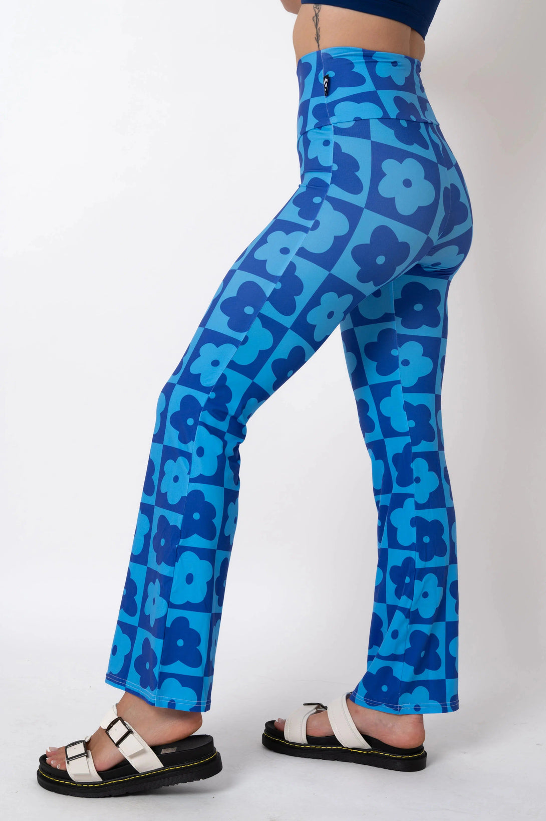 Soft To Touch High Waisted Bootleg Pant - Petal Power Blue-Activewear-Exoticathletica