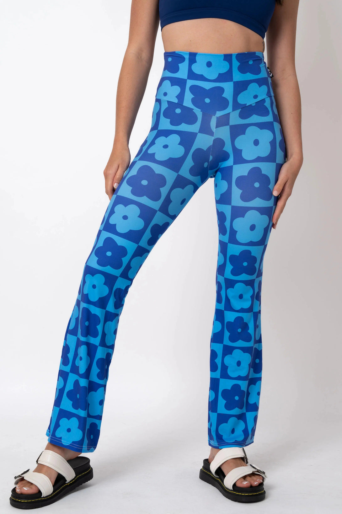 Soft To Touch High Waisted Bootleg Pant - Petal Power Blue-Activewear-Exoticathletica