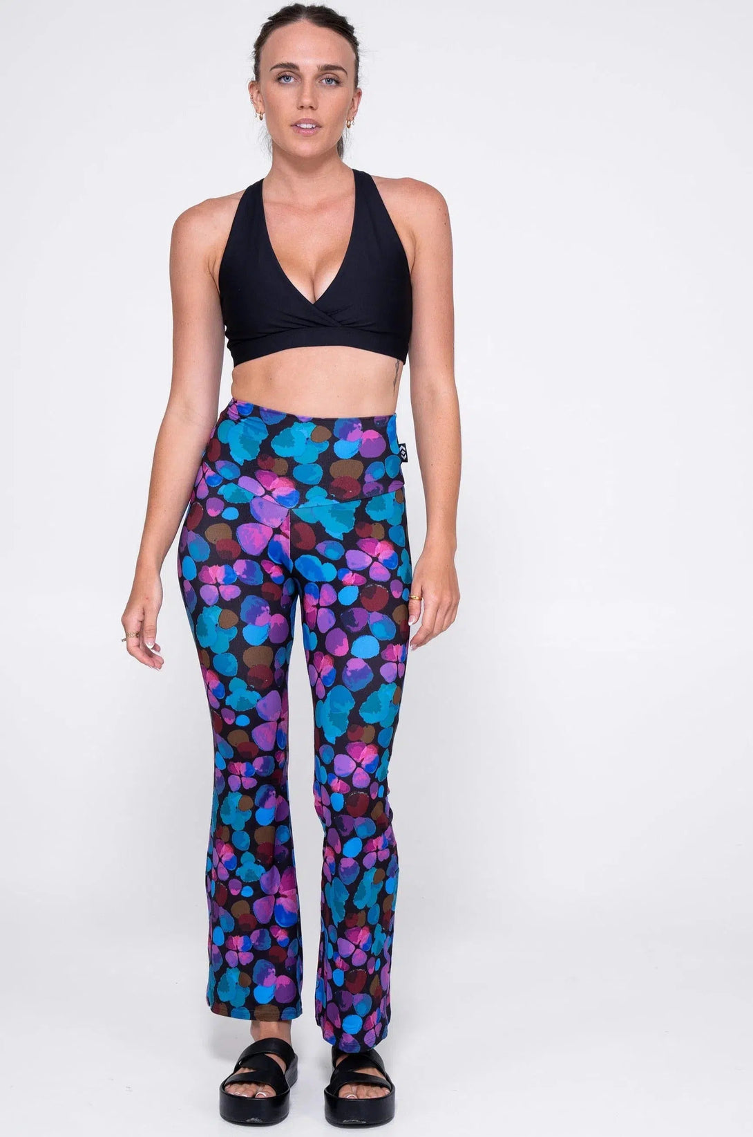 Soft To Touch High Waisted Bootleg Pant - Try Your Luck Blue-Activewear-Exoticathletica