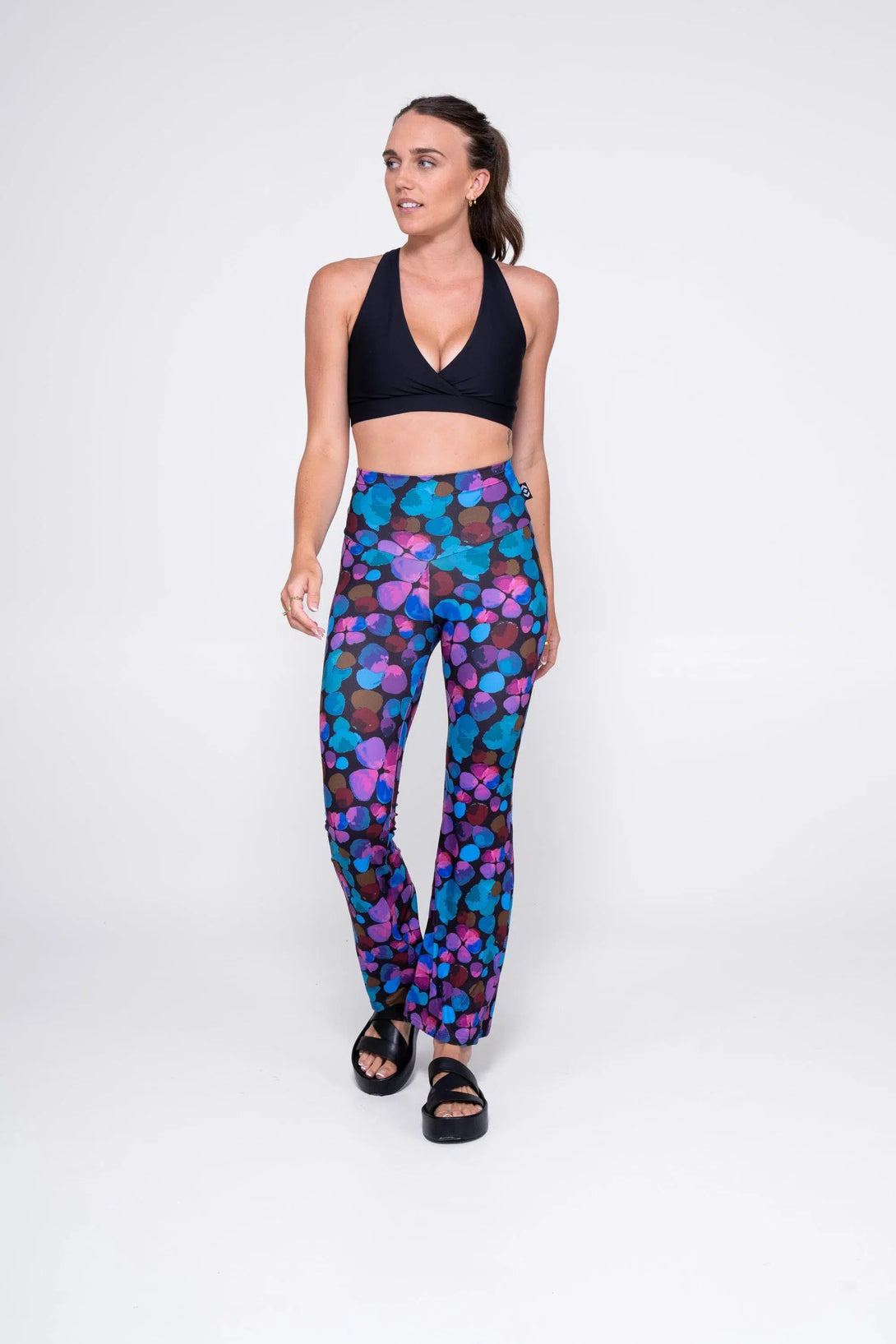 Soft To Touch High Waisted Bootleg Pant - Try Your Luck Blue-Activewear-Exoticathletica