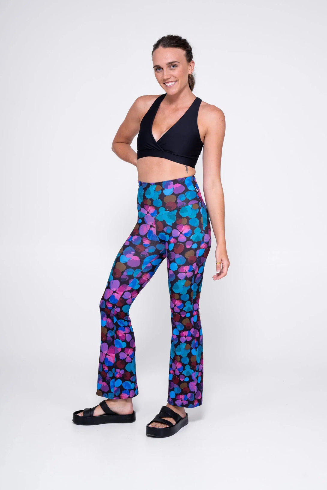 Soft To Touch High Waisted Bootleg Pant - Try Your Luck Blue-Activewear-Exoticathletica