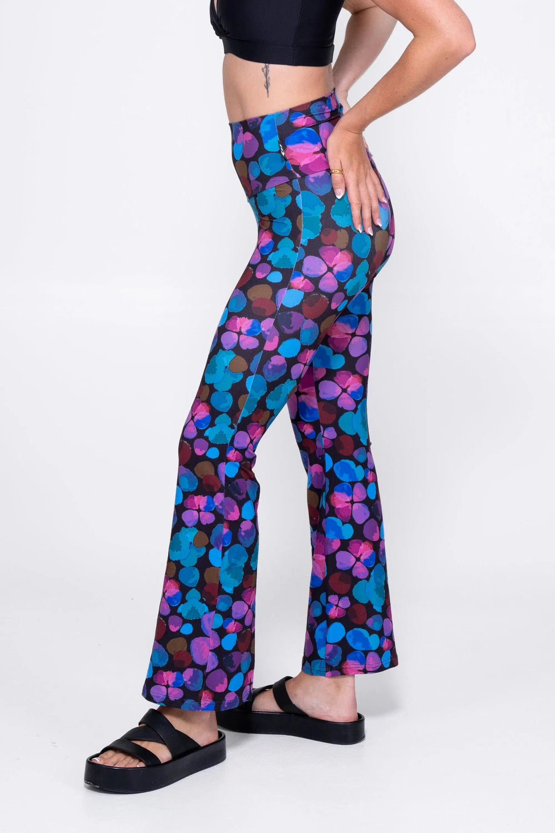 Soft To Touch High Waisted Bootleg Pant - Try Your Luck Blue-Activewear-Exoticathletica