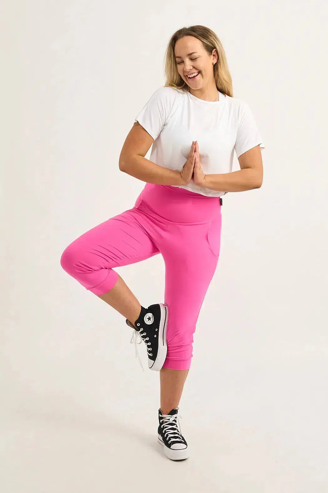 Soft To Touch Jogger Capris W/ Pockets - Candy Pink-Activewear-Exoticathletica