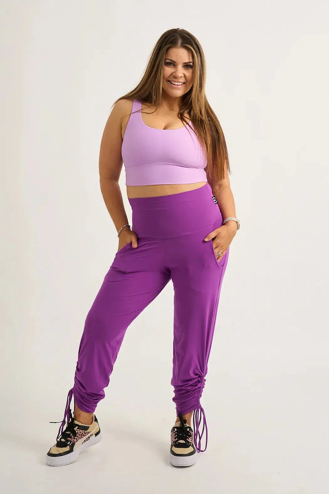 Soft To Touch Jogger Long Tie Sided W/ Pockets - Purple-9358328328216-Activewear-Exoticathletica