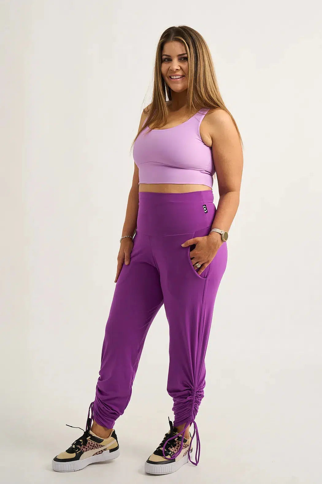 Soft To Touch Jogger Long Tie Sided W/ Pockets - Purple-Activewear-Exoticathletica