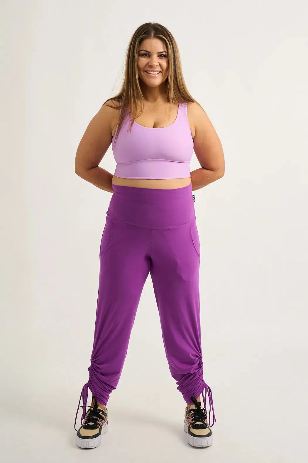 Soft To Touch Jogger Long Tie Sided W/ Pockets - Purple-Activewear-Exoticathletica