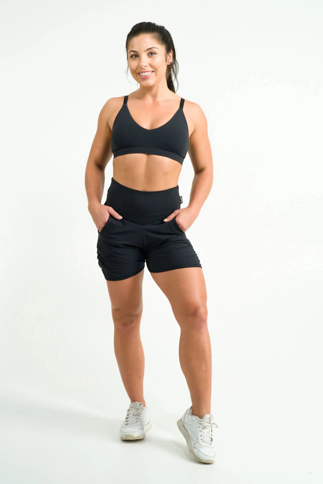 Soft To Touch Jogger Shorts W/ Pockets - Black-Activewear-Exoticathletica