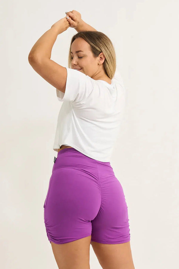 Soft To Touch Jogger Shorts W/ Pockets - Purple-Activewear-Exoticathletica