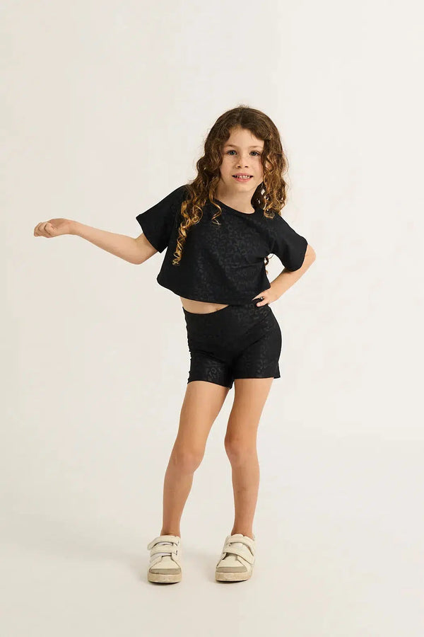 Soft To Touch Kids Cropped Tee - Black Exotic Touch Jag-9358328327813-Activewear-Exoticathletica