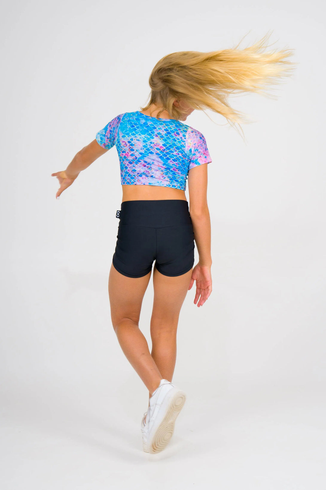 Soft To Touch Kids Fitted Cropped Tee - Mermaid Jag-Activewear-Exoticathletica