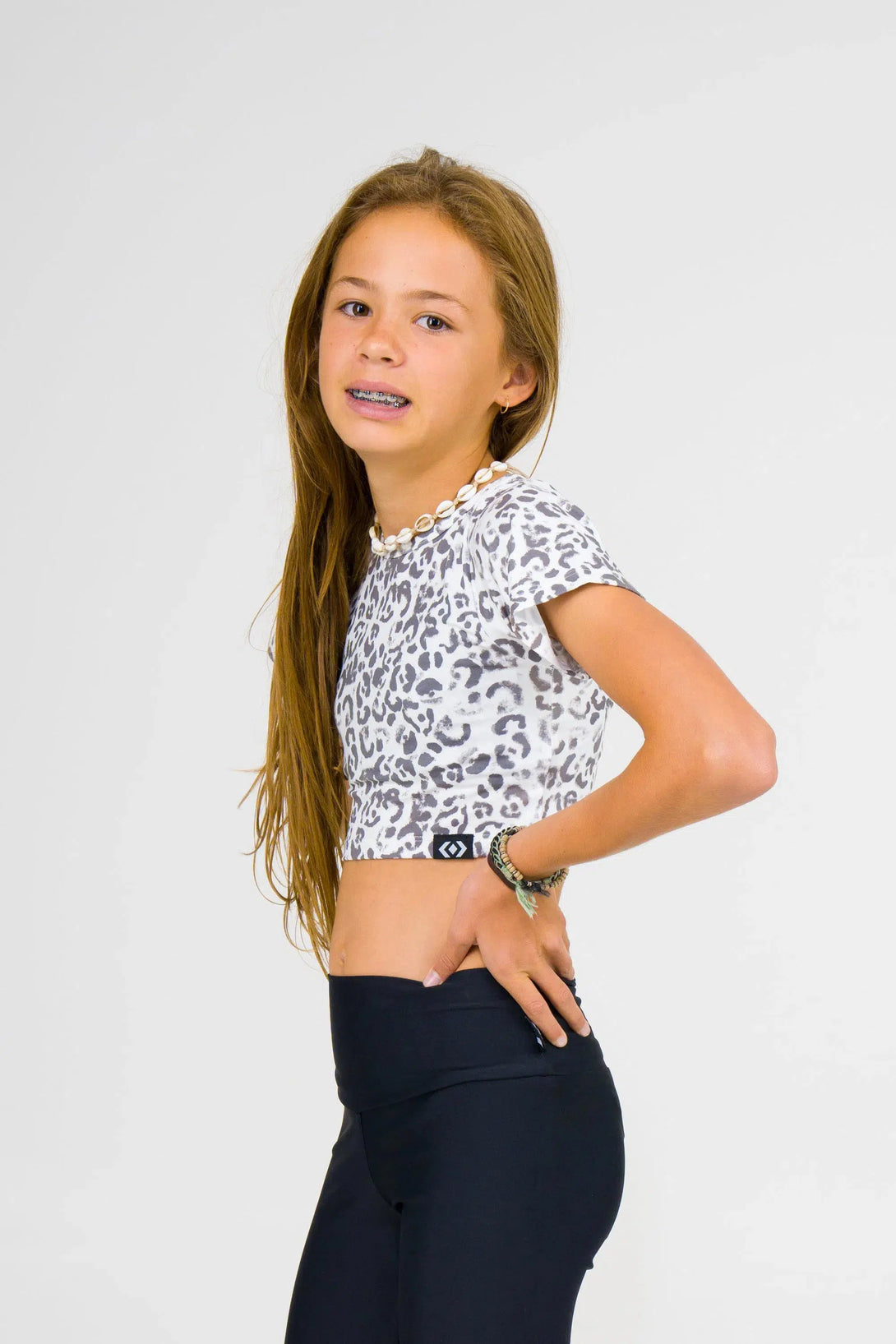 Soft To Touch Kids Fitted Cropped Tee - Snow Jag-Activewear-Exoticathletica