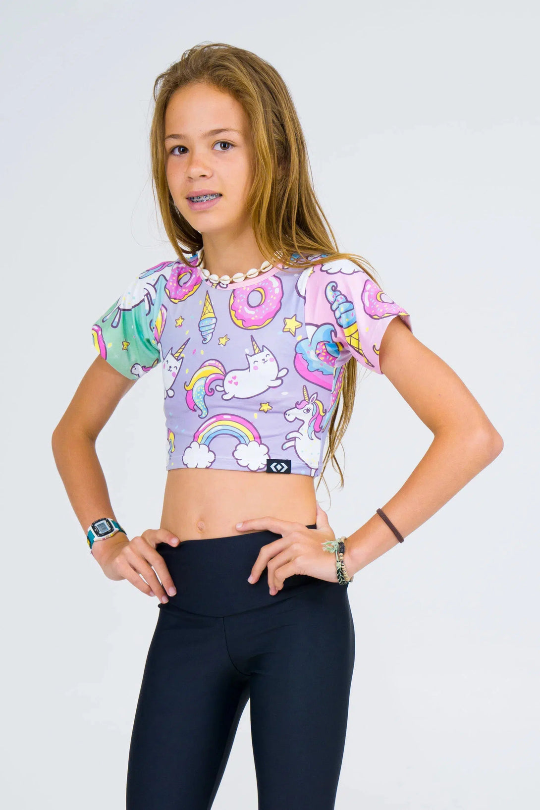 Soft To Touch Kids Fitted Cropped Tee - Unicorn-Activewear-Exoticathletica