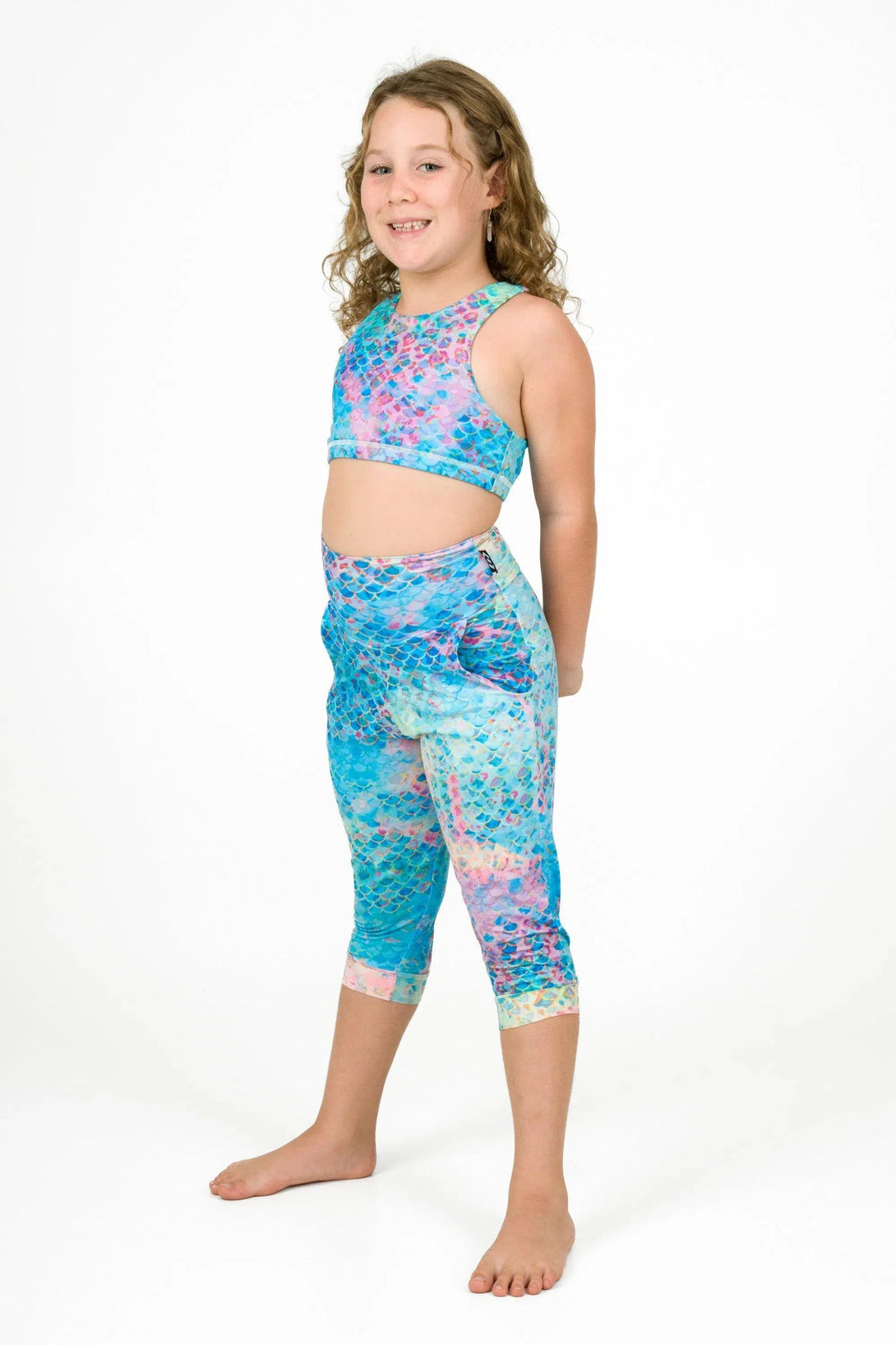 Soft To Touch Kids Jogger Capris - Mermaid Jag-Activewear-Exoticathletica