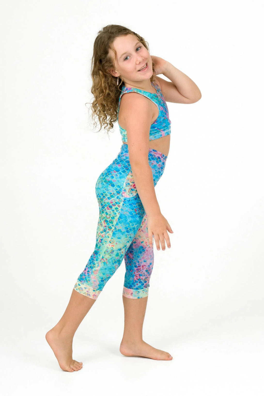 Soft To Touch Kids Jogger Capris - Mermaid Jag-Activewear-Exoticathletica