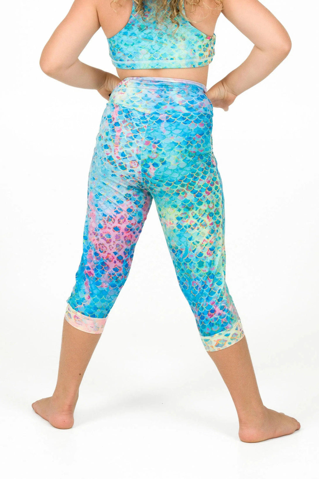 Soft To Touch Kids Jogger Capris - Mermaid Jag-Activewear-Exoticathletica