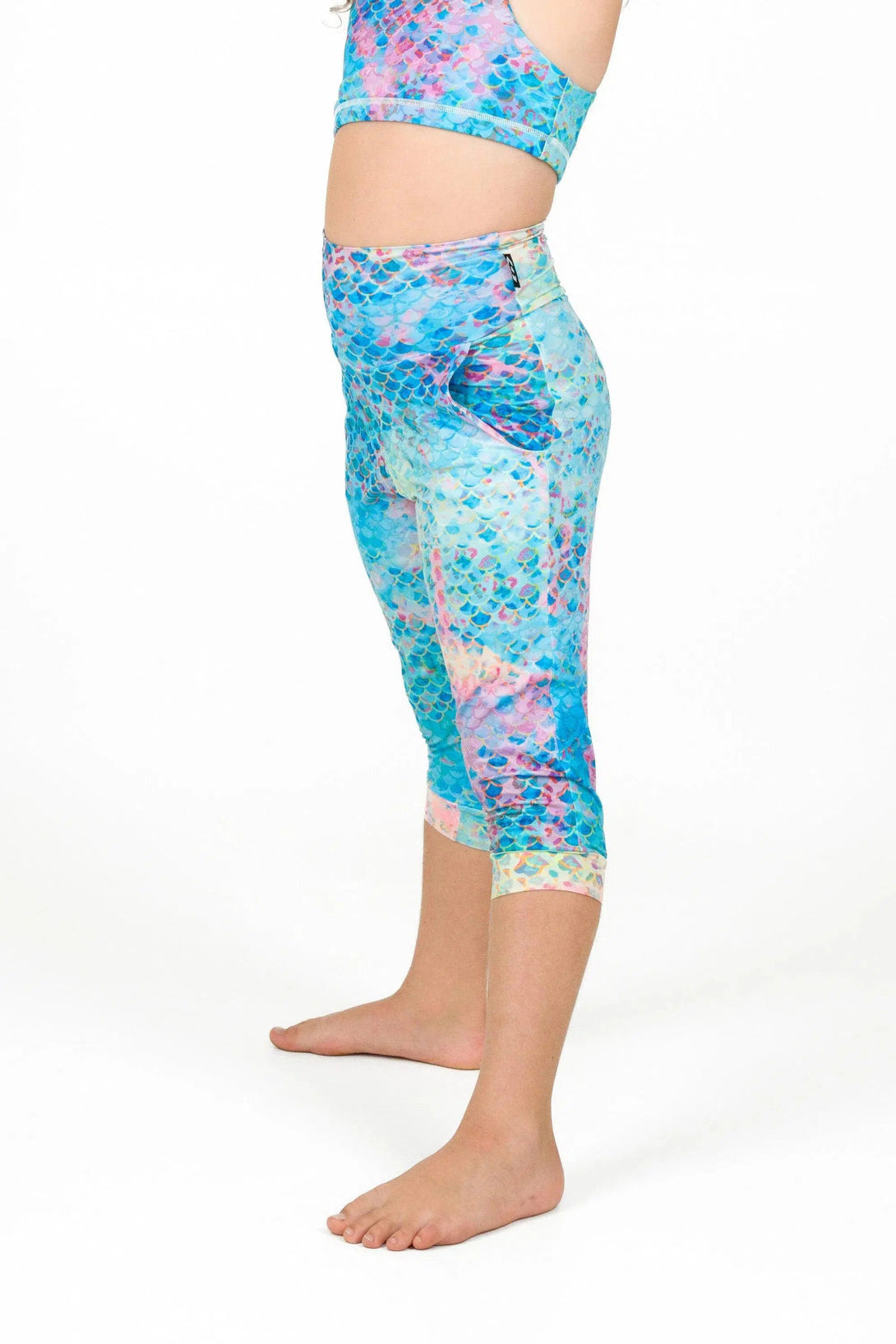 Soft To Touch Kids Jogger Capris - Mermaid Jag-Activewear-Exoticathletica