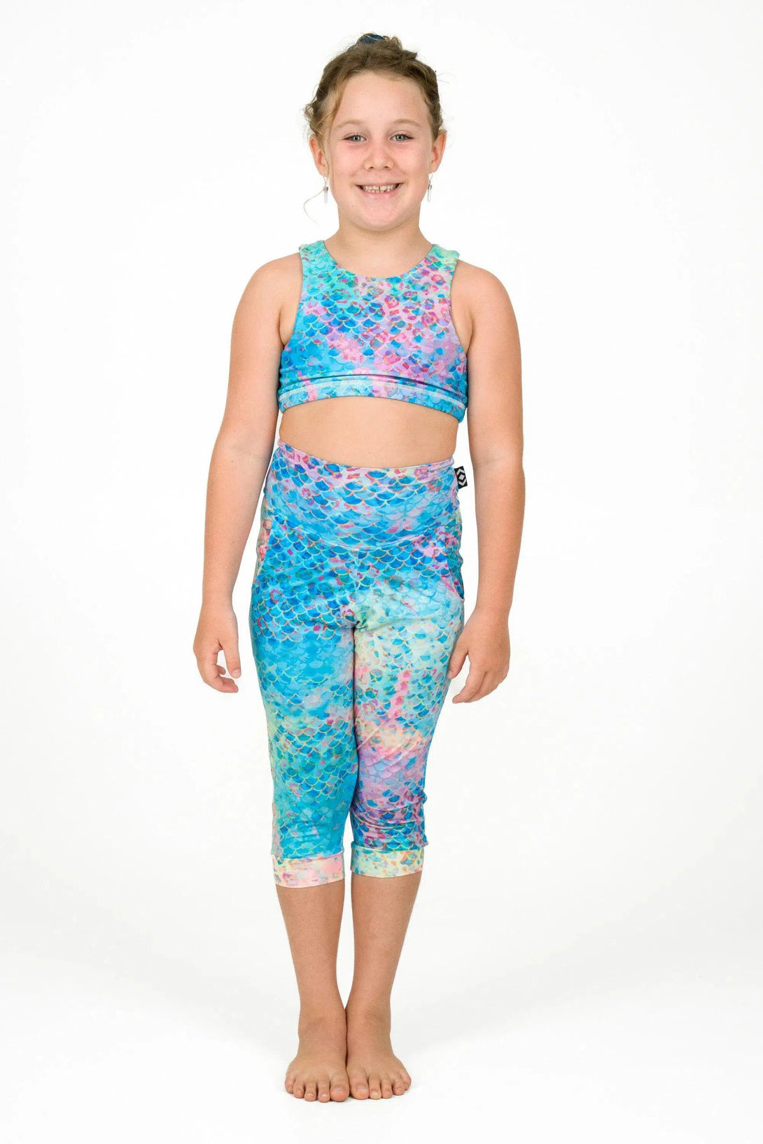 Soft To Touch Kids Jogger Capris - Mermaid Jag-Activewear-Exoticathletica