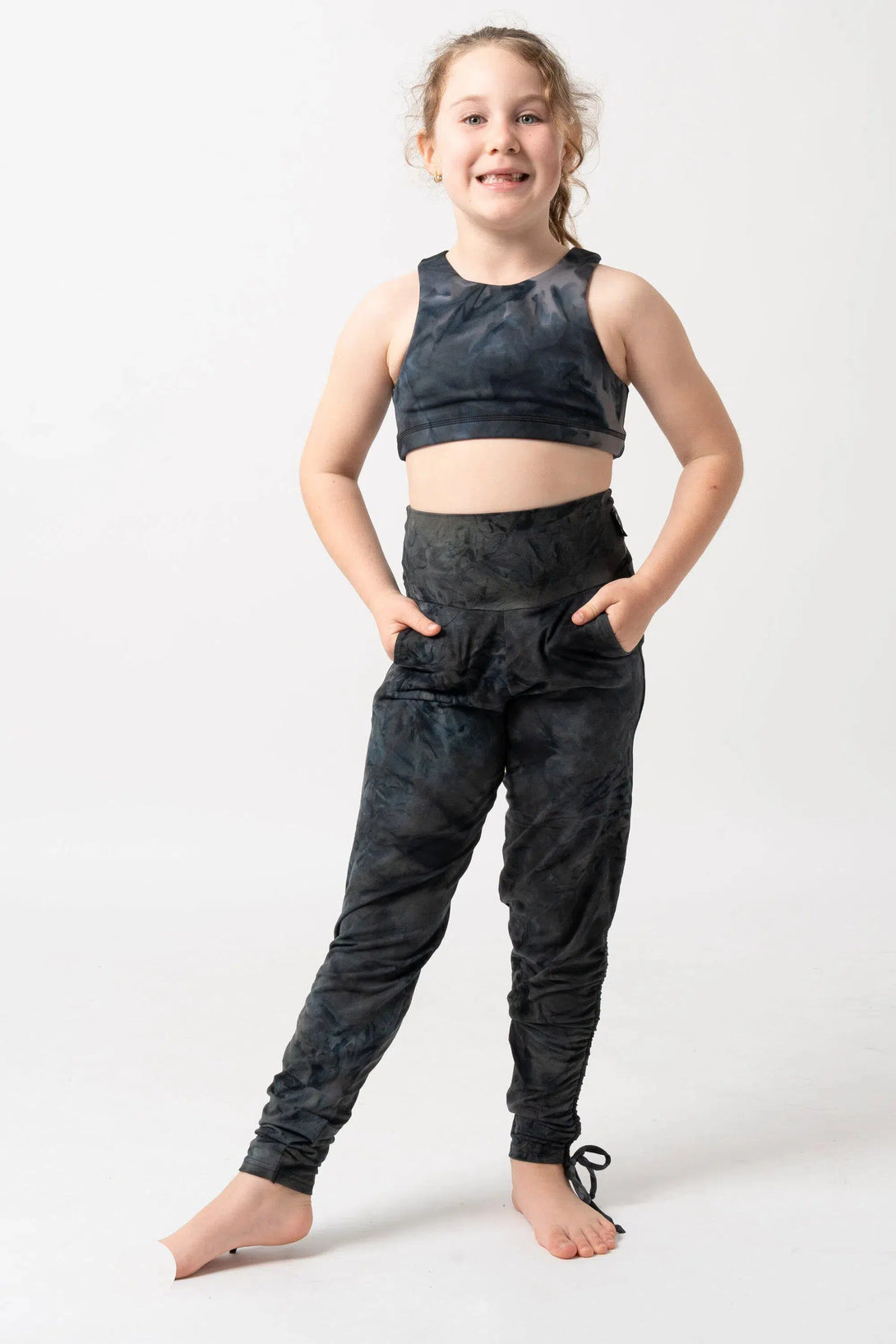 Soft To Touch Kids Jogger Long Tie Sides W/ Pockets - Dark And Moody-Activewear-Exoticathletica