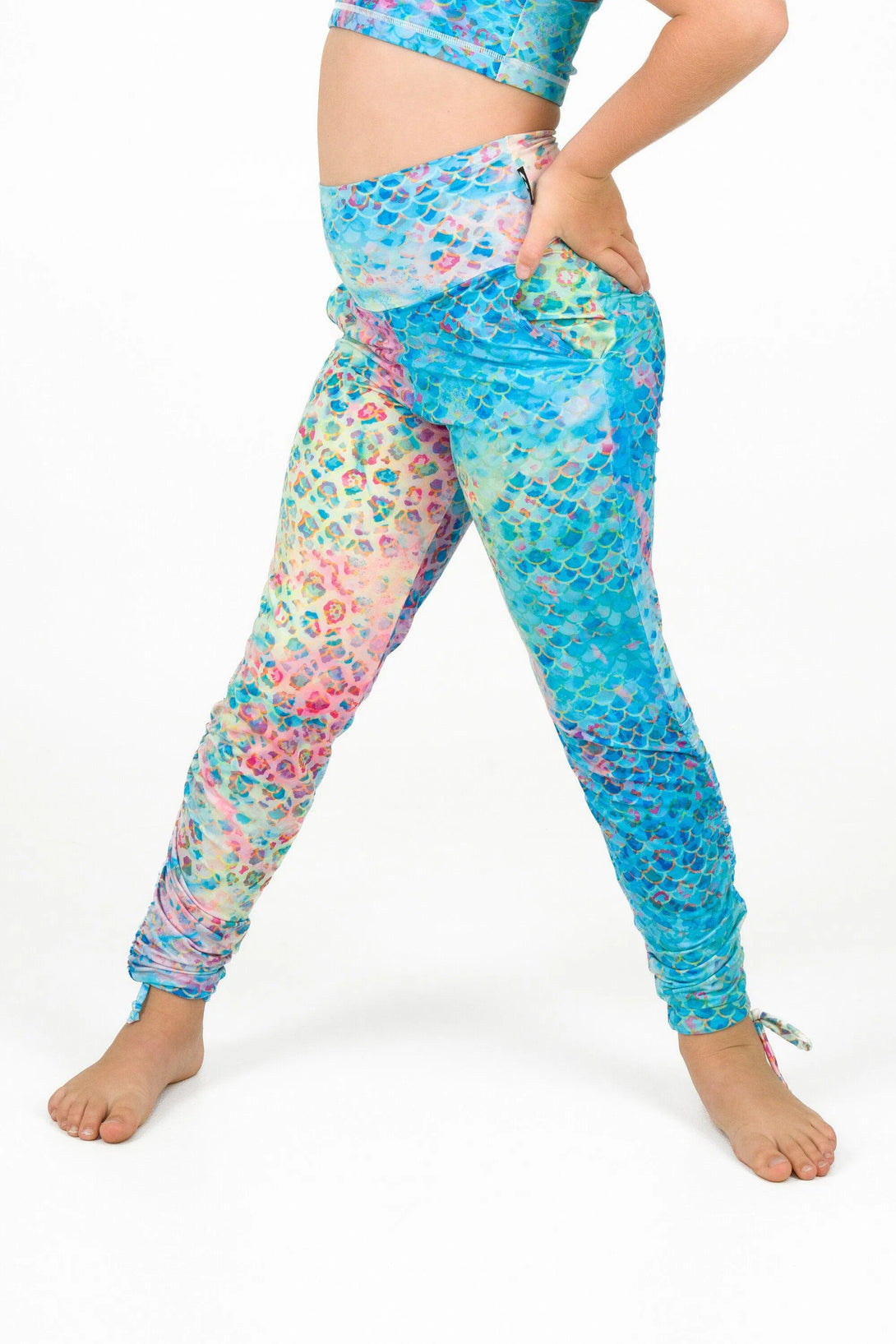 Soft To Touch Kids Jogger Long Tie Sides W/ Pockets - Mermaid Jag-Activewear-Exoticathletica