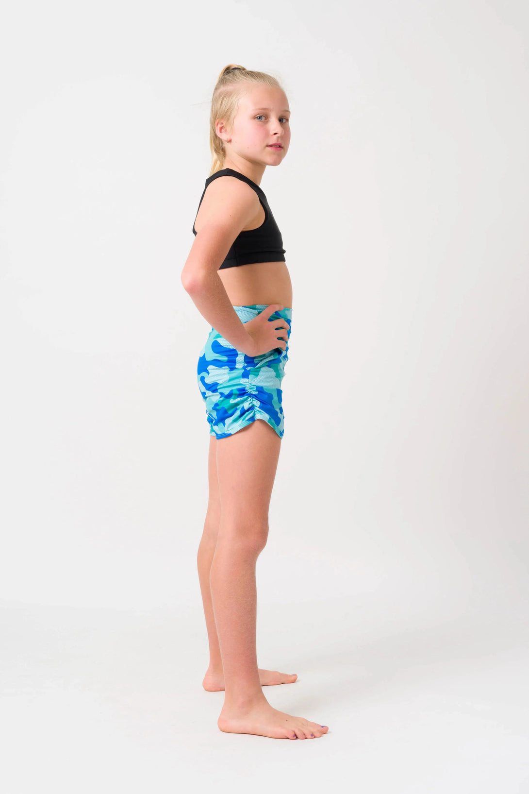 Soft To Touch Kids Jogger Shorts - Hide And Sneak Blue-Activewear-Exoticathletica