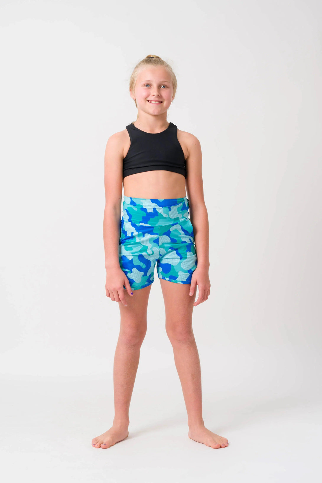 Soft To Touch Kids Jogger Shorts - Hide And Sneak Blue-Activewear-Exoticathletica