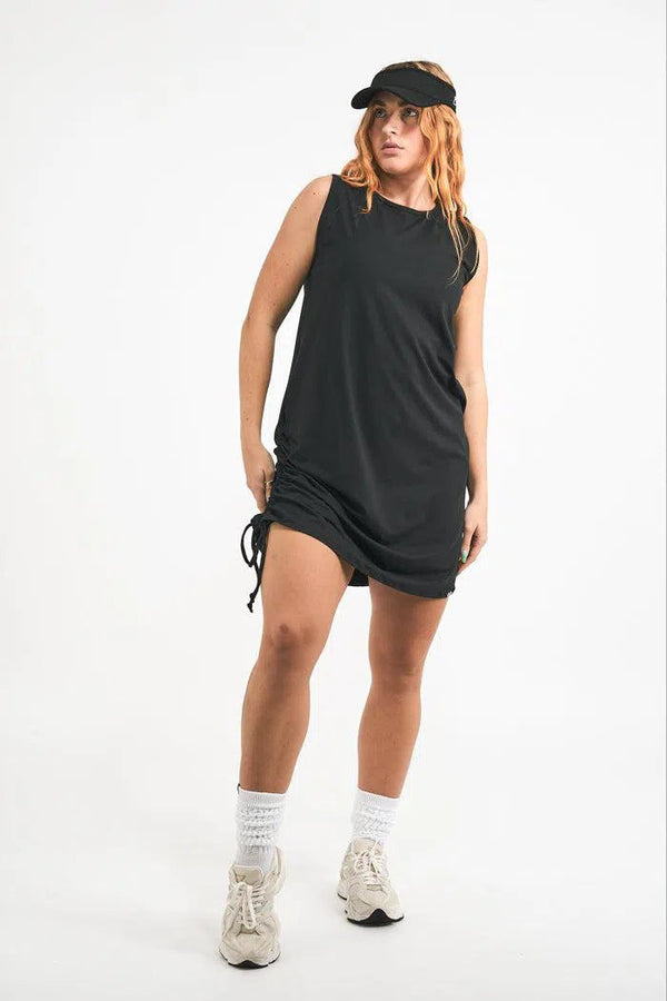 Soft To Touch Lazy Girl Dress Tank - Black-Activewear-Exoticathletica