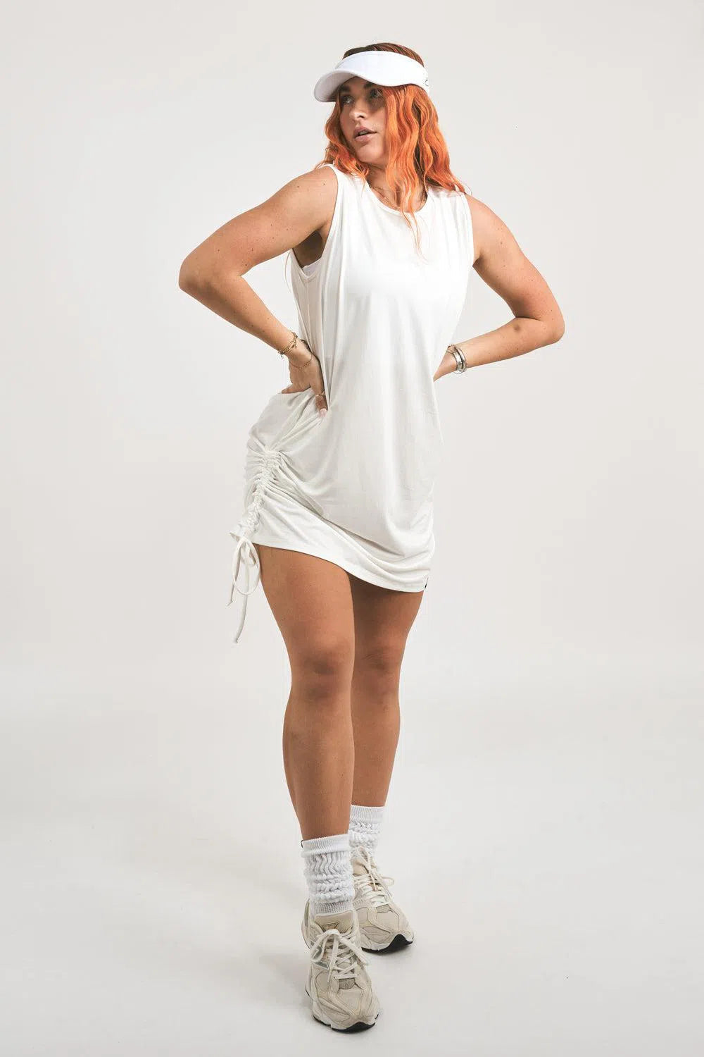 Soft To Touch Lazy Girl Dress Tank - White-Activewear-Exoticathletica