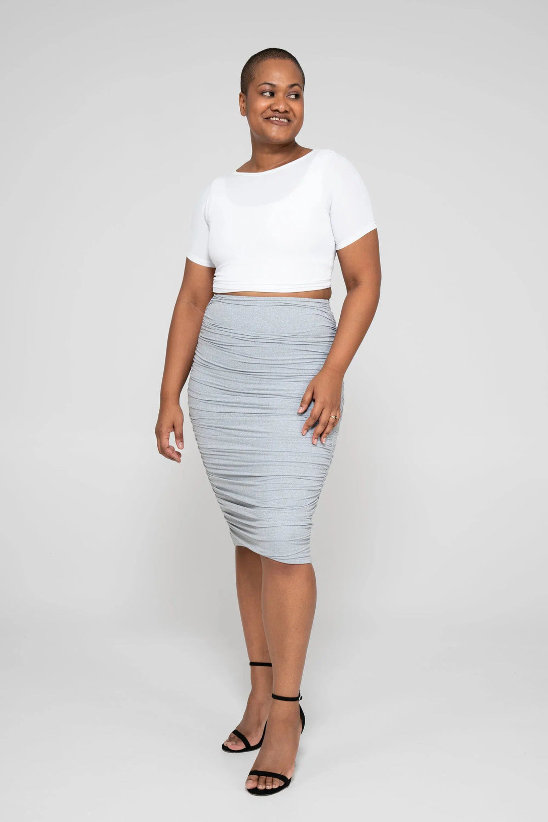 Soft To Touch Ruched Midi Skirt - Heather Grey-Activewear-Exoticathletica