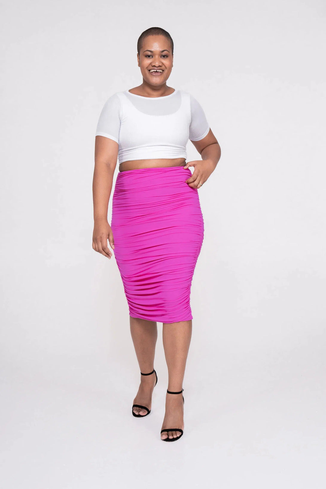 Soft To Touch Ruched Midi Skirt - Pink-Activewear-Exoticathletica