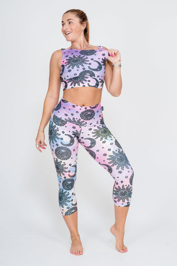 Solar Sister Performance - High Waisted Capri Leggings-Activewear-Exoticathletica