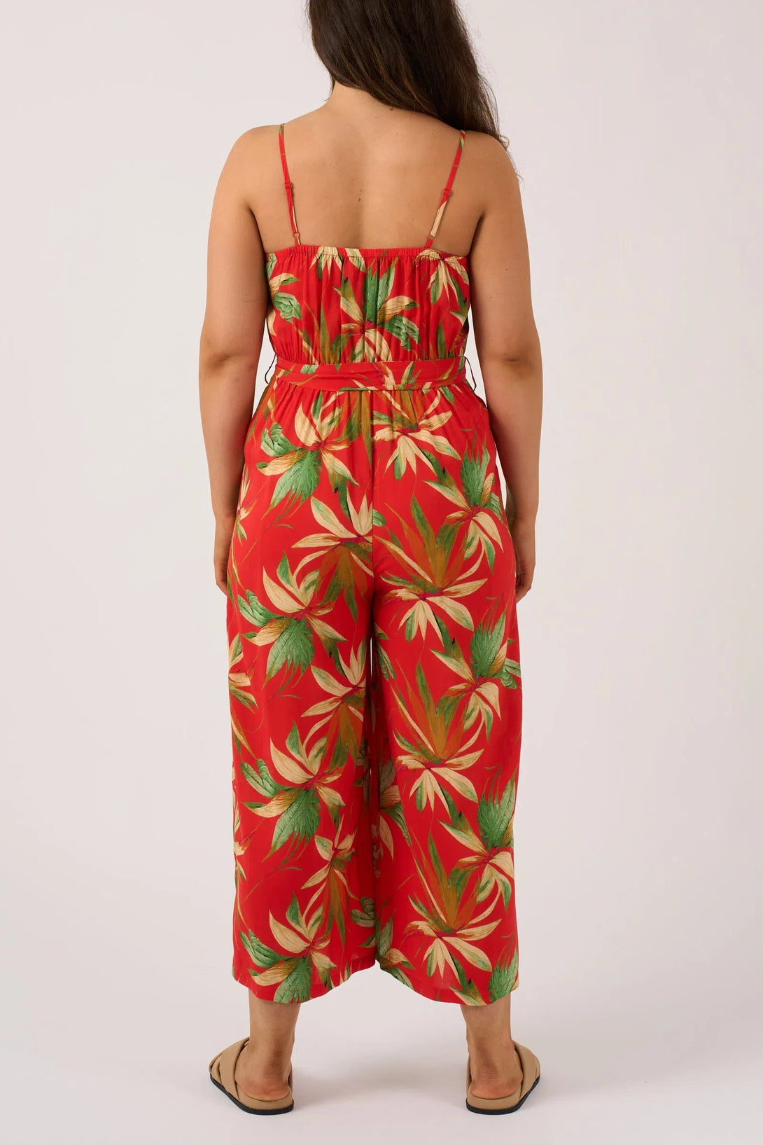 Sustainable Viscose Frill Jumpsuit - Flame Tropico-Activewear-Exoticathletica