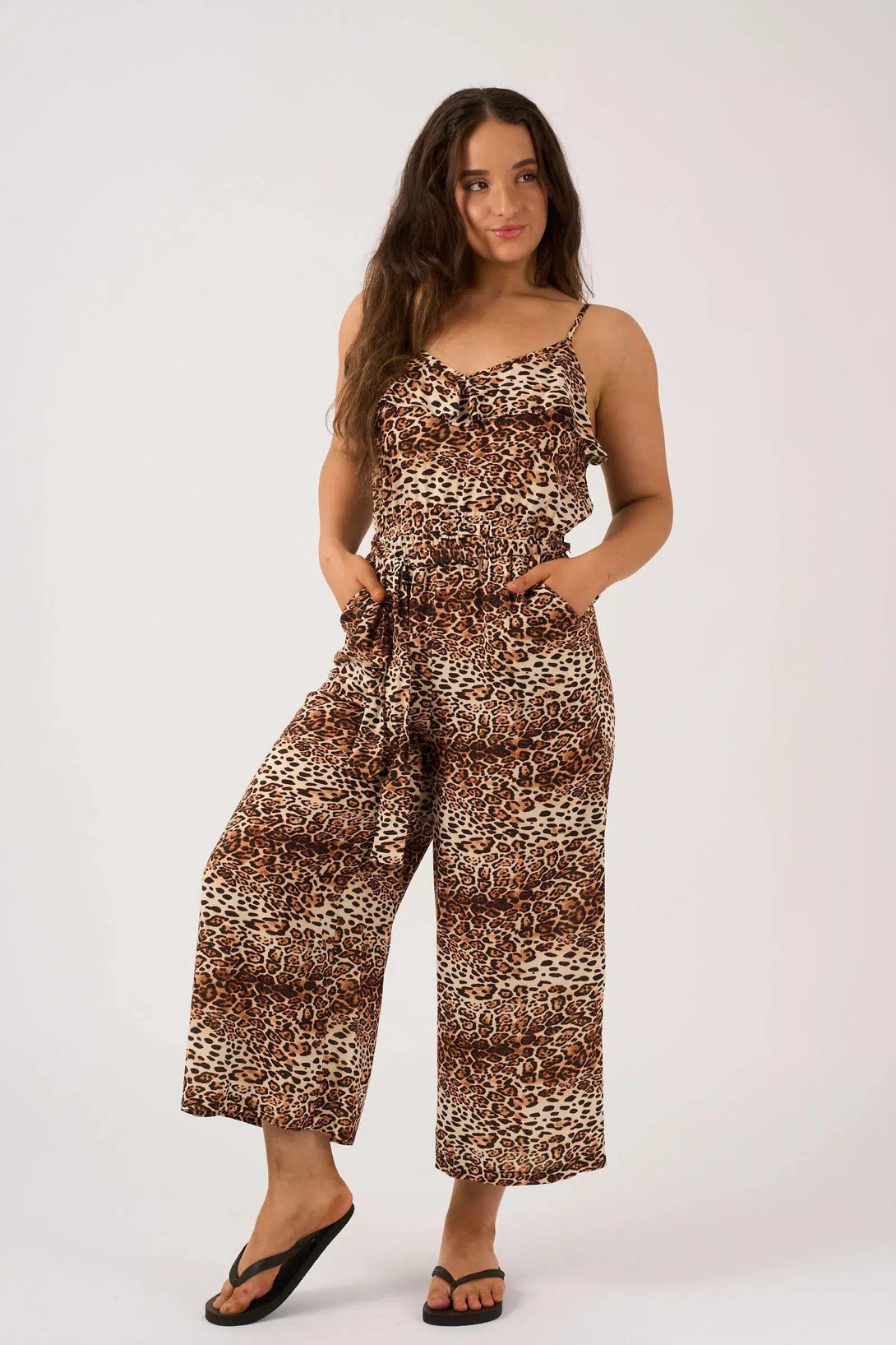 Sustainable Viscose Frill Jumpsuit - Natural Primal Animal-9358328372776-Activewear-Exoticathletica