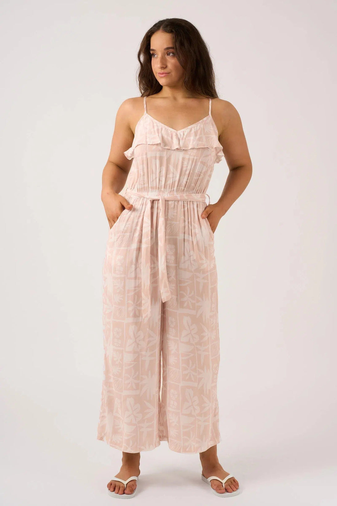 Sustainable Viscose Frill Jumpsuit - Nude Tiki-9358328372578-Activewear-Exoticathletica