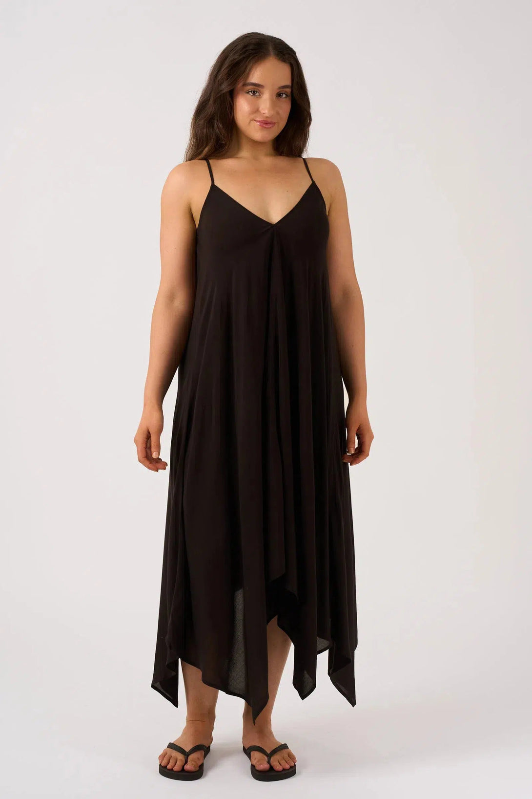 Sustainable Viscose Hanky Hem Dress - Black-Activewear-Exoticathletica