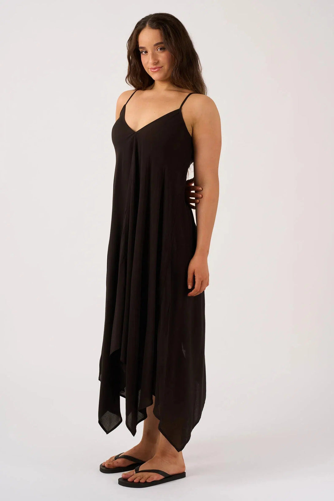 Sustainable Viscose Hanky Hem Dress - Black-Activewear-Exoticathletica