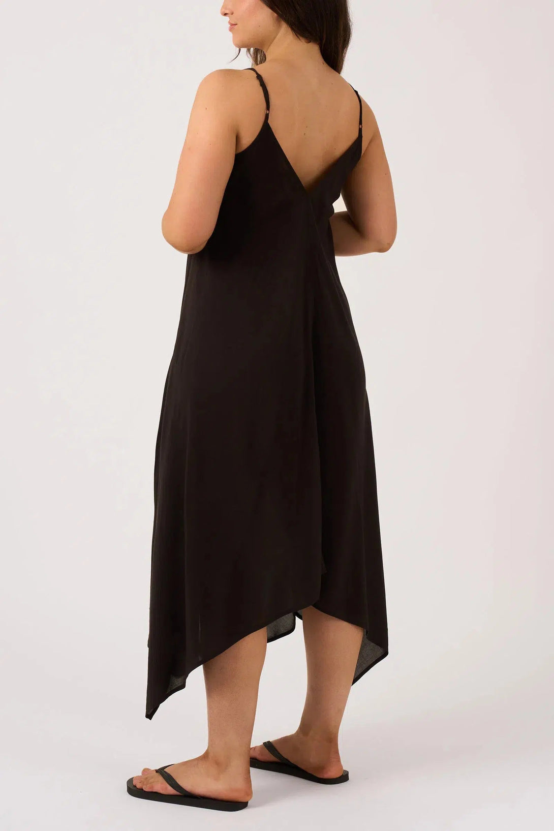 Sustainable Viscose Hanky Hem Dress - Black-Activewear-Exoticathletica