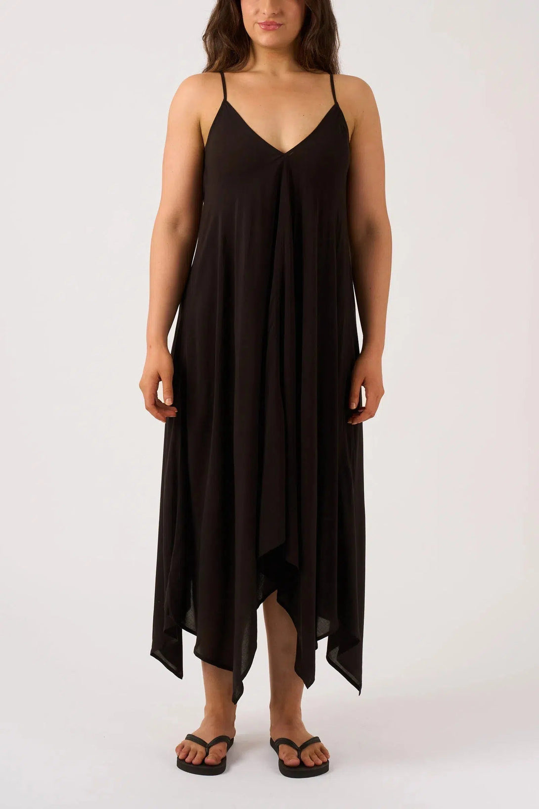 Sustainable Viscose Hanky Hem Dress - Black-Activewear-Exoticathletica