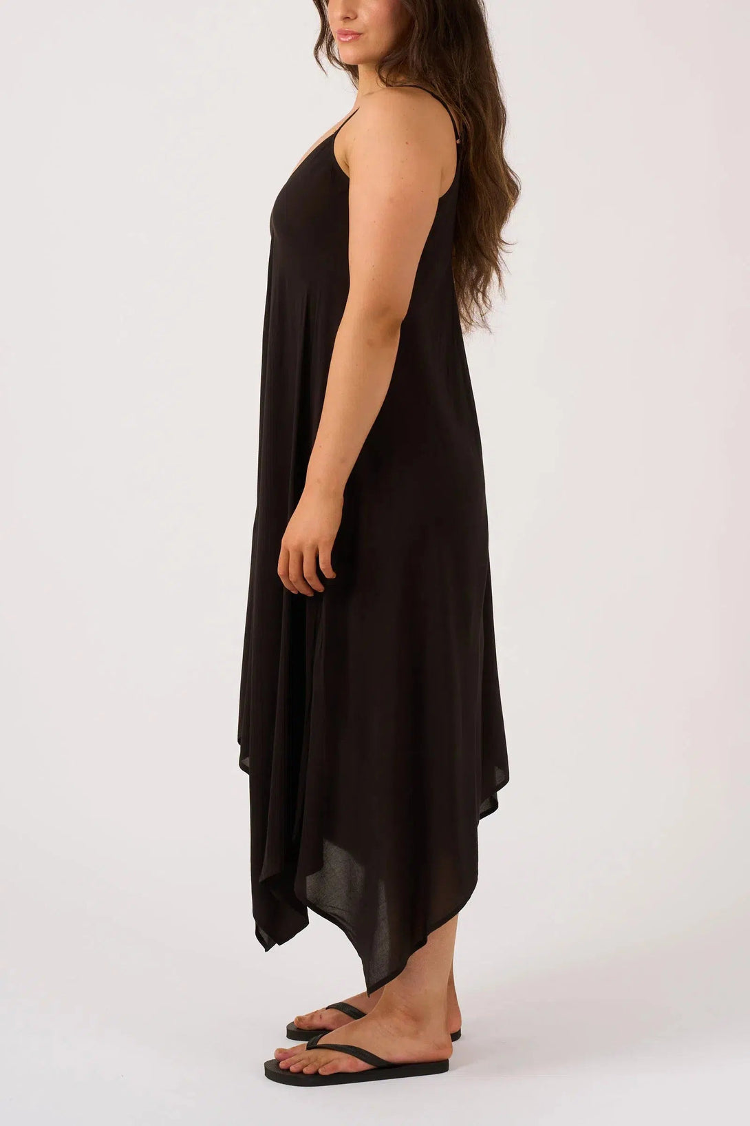 Sustainable Viscose Hanky Hem Dress - Black-Activewear-Exoticathletica