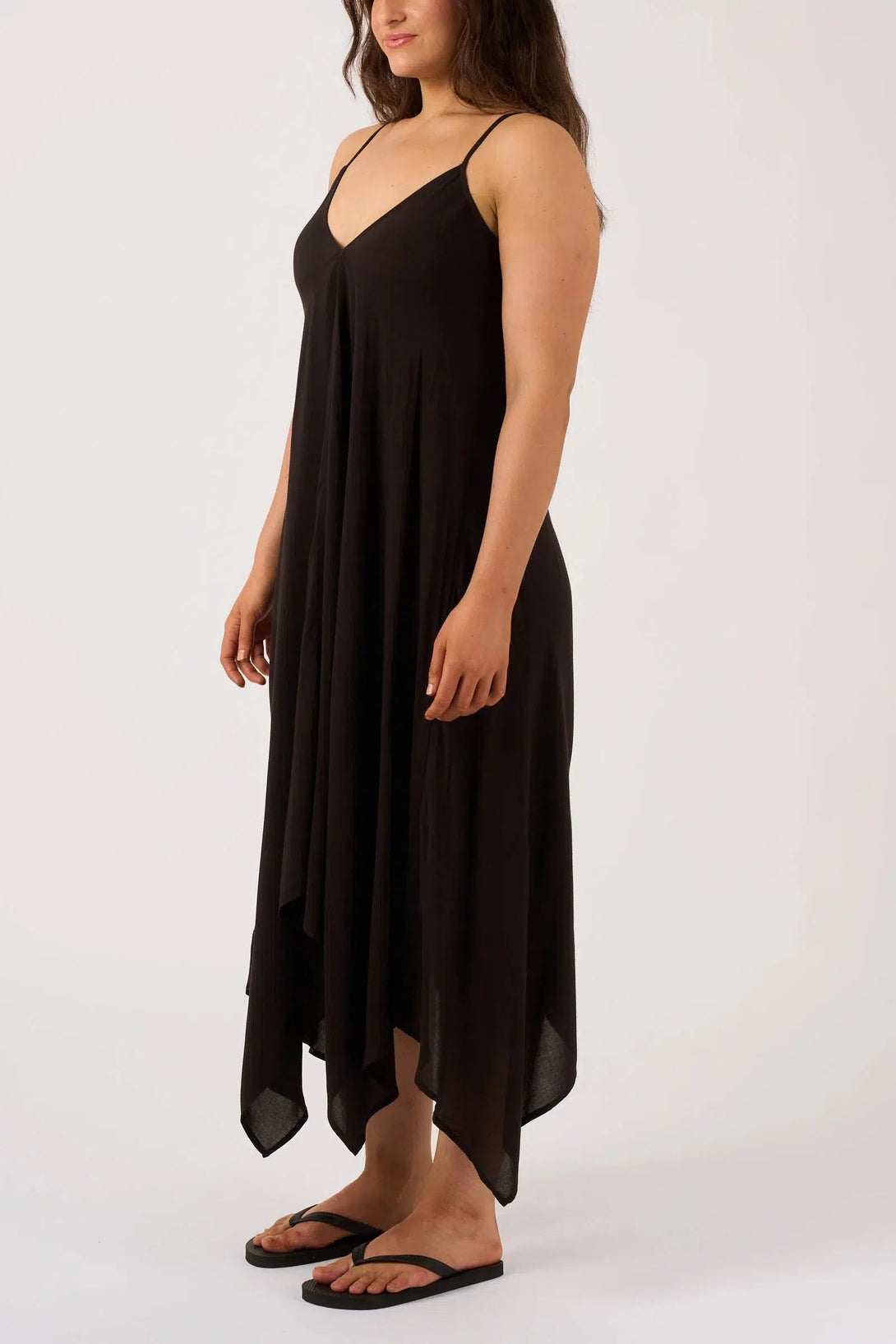 Sustainable Viscose Hanky Hem Dress - Black-Activewear-Exoticathletica