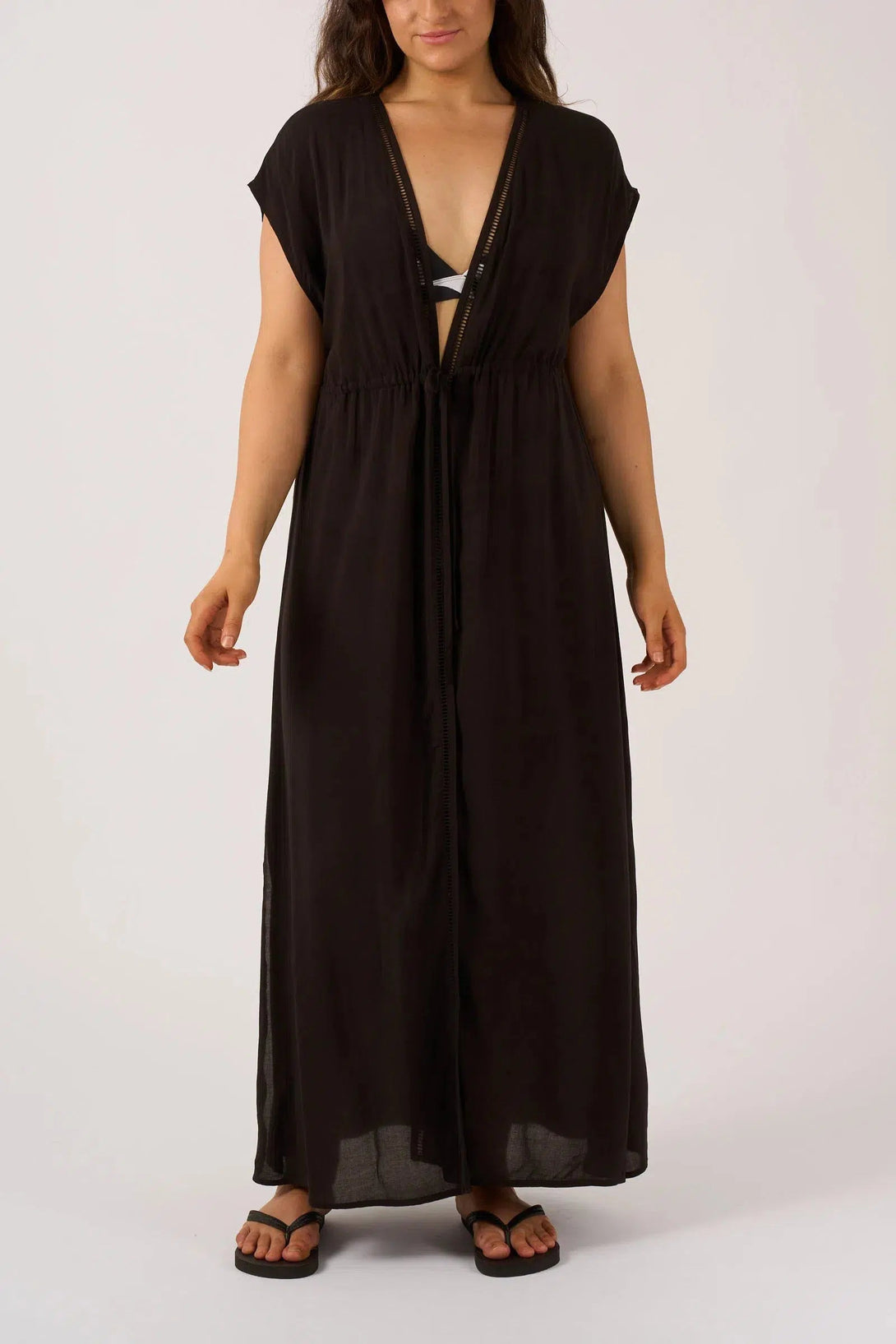 Sustainable Viscose Maxi Kimono - Black-Activewear-Exoticathletica