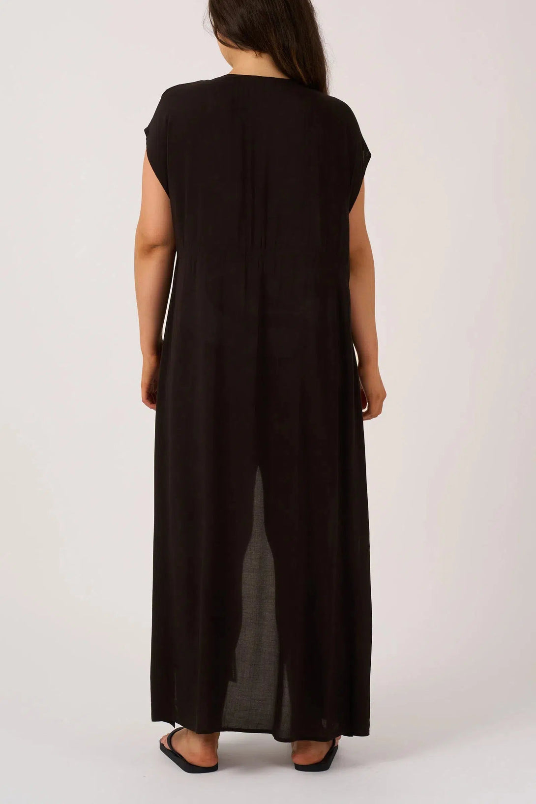 Sustainable Viscose Maxi Kimono - Black-Activewear-Exoticathletica