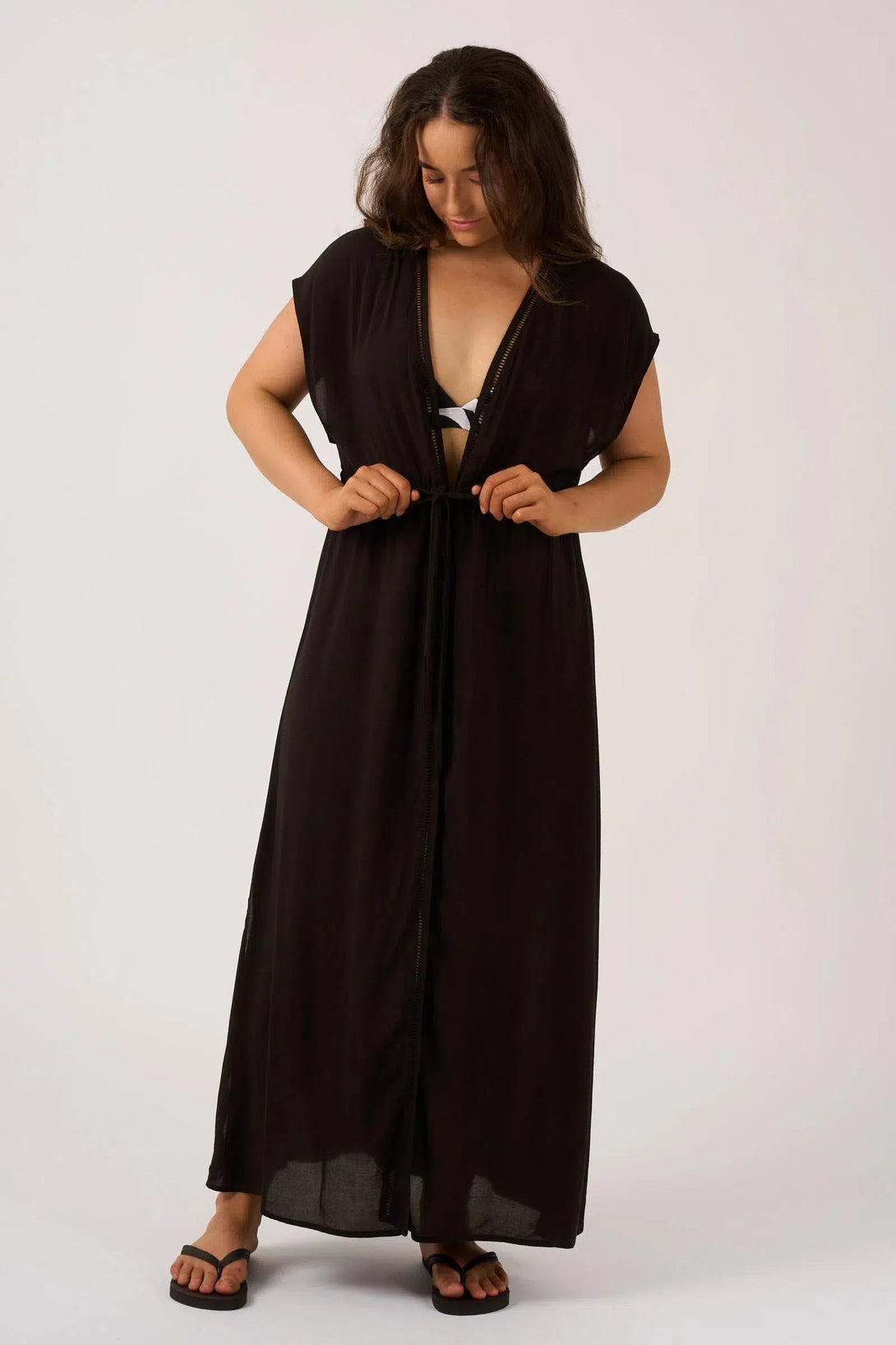 Sustainable Viscose Maxi Kimono - Black-Activewear-Exoticathletica