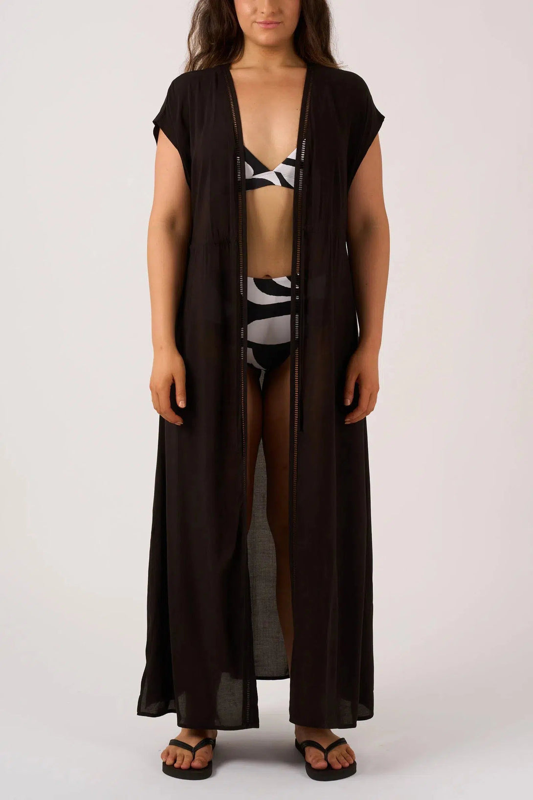 Sustainable Viscose Maxi Kimono - Black-Activewear-Exoticathletica