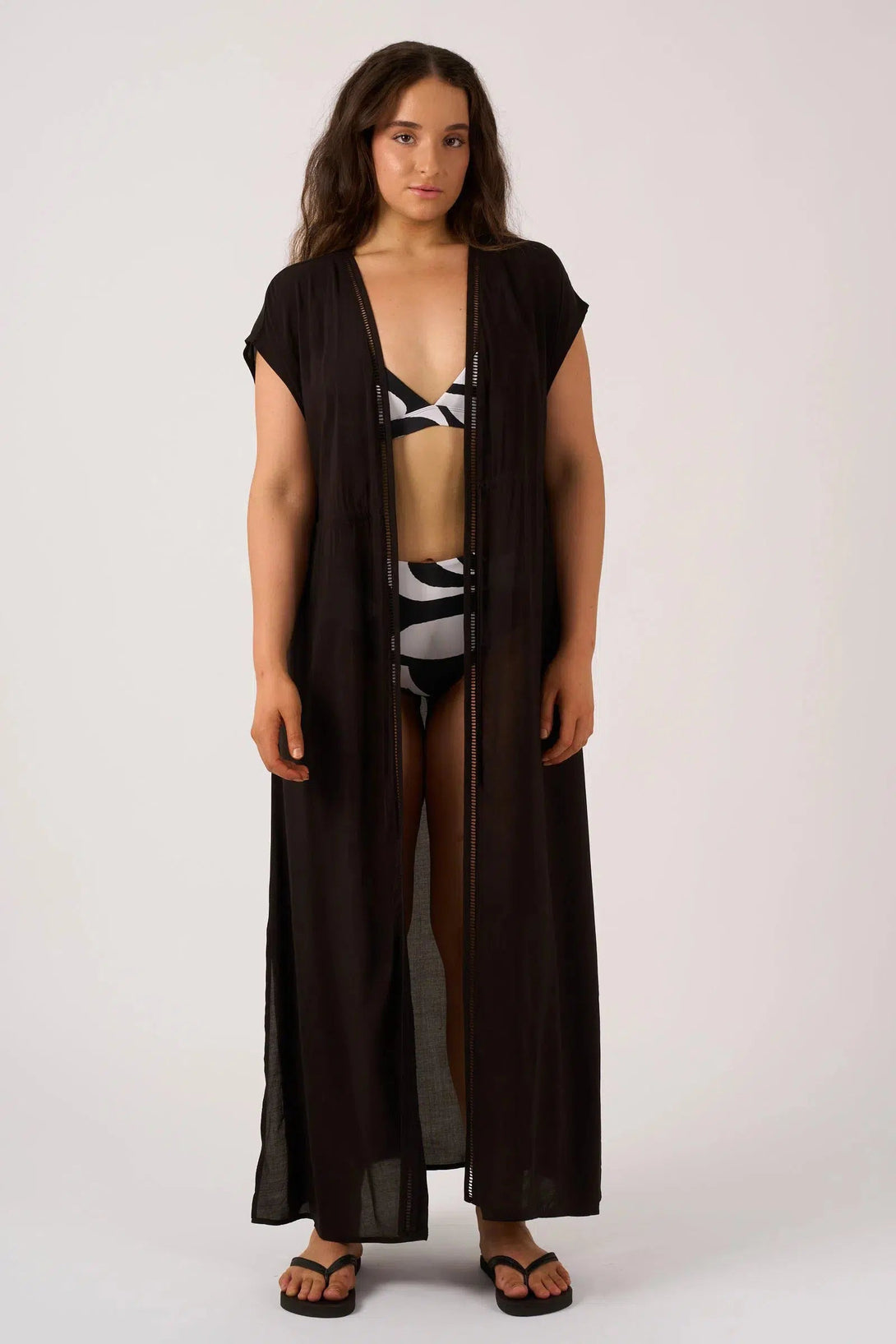 Sustainable Viscose Maxi Kimono - Black-Activewear-Exoticathletica