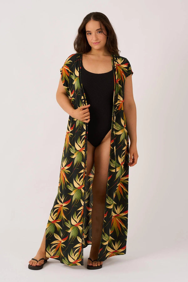 Sustainable Viscose Maxi Kimono - Black Tropico-Activewear-Exoticathletica