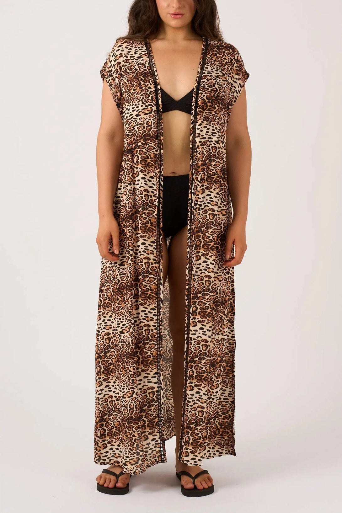 Sustainable Viscose Maxi Kimono - Natural Primal Animal-Activewear-Exoticathletica