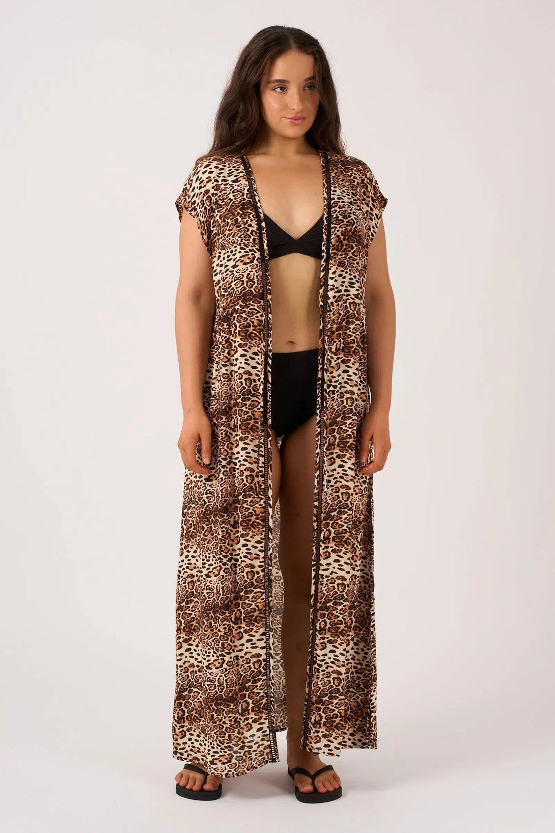 Sustainable Viscose Maxi Kimono - Natural Primal Animal-Activewear-Exoticathletica